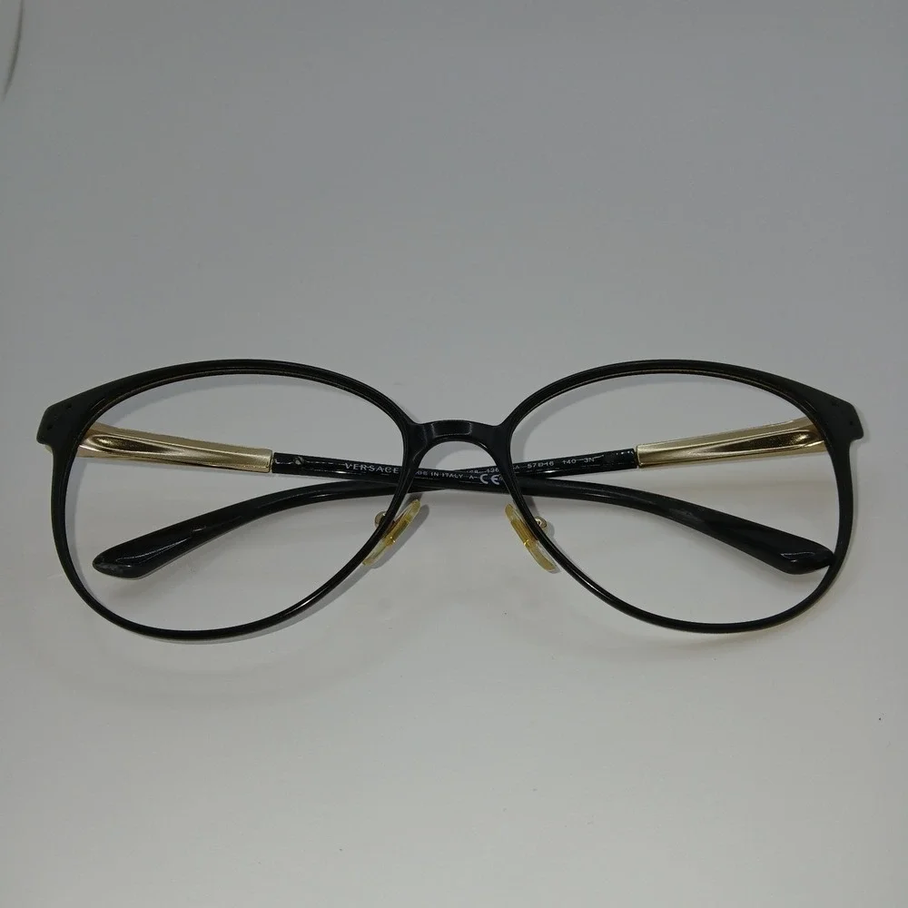 Versace 2168 1366/5A Unisex Eyeglasses Frame Black Gold Full Rim 57-16-140 mm